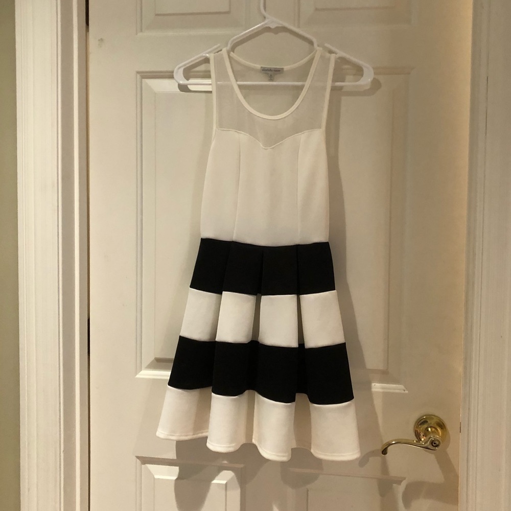 White and black stripe dress